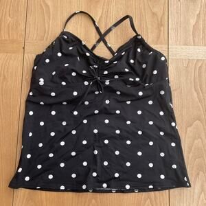 Lands End Women’s Size 16L Halter Top Swimsuit Polka‎ Dots Underwire